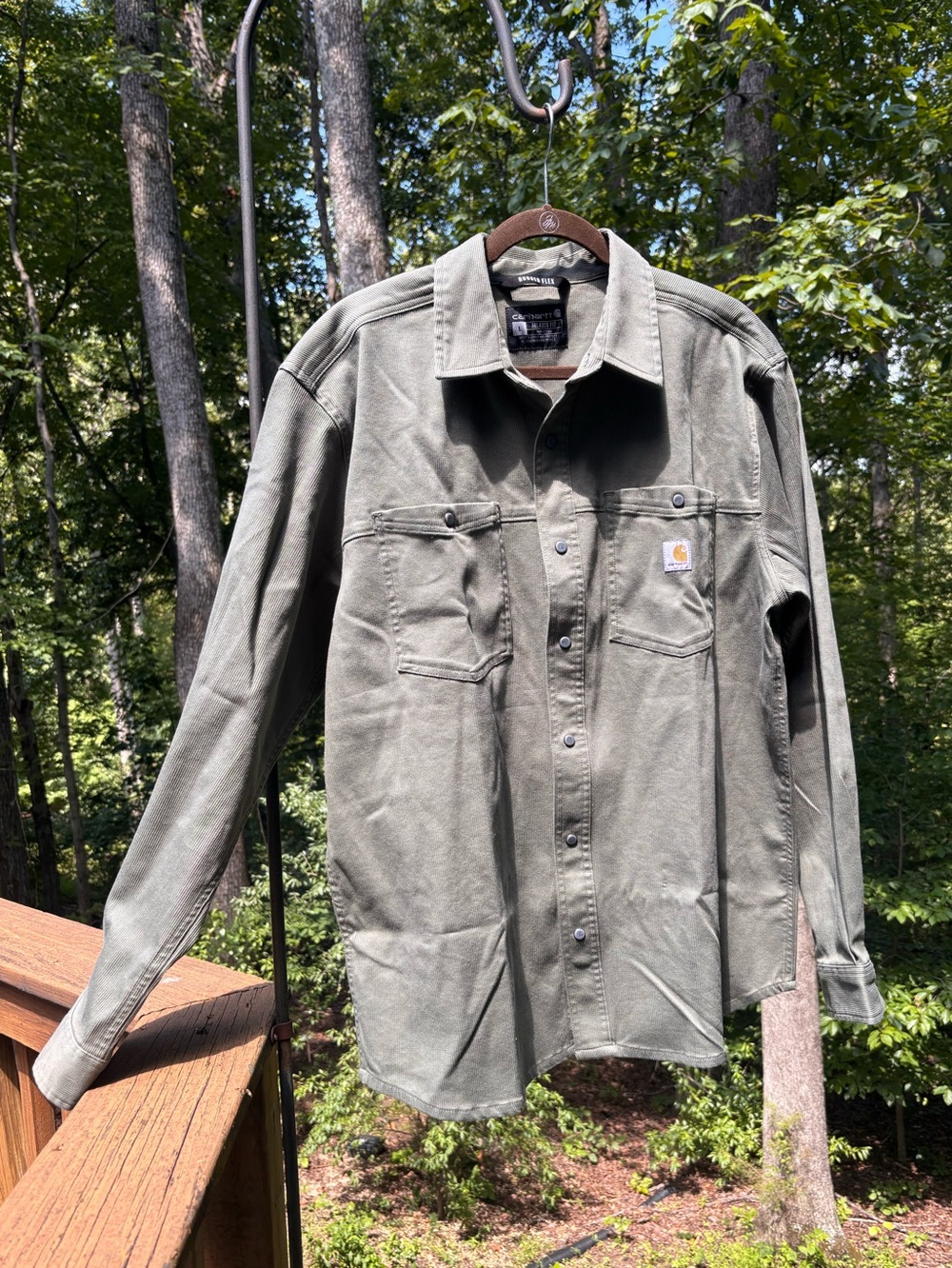 Carhartt Men's Olive Green Rugged Duck Shirt Jacket